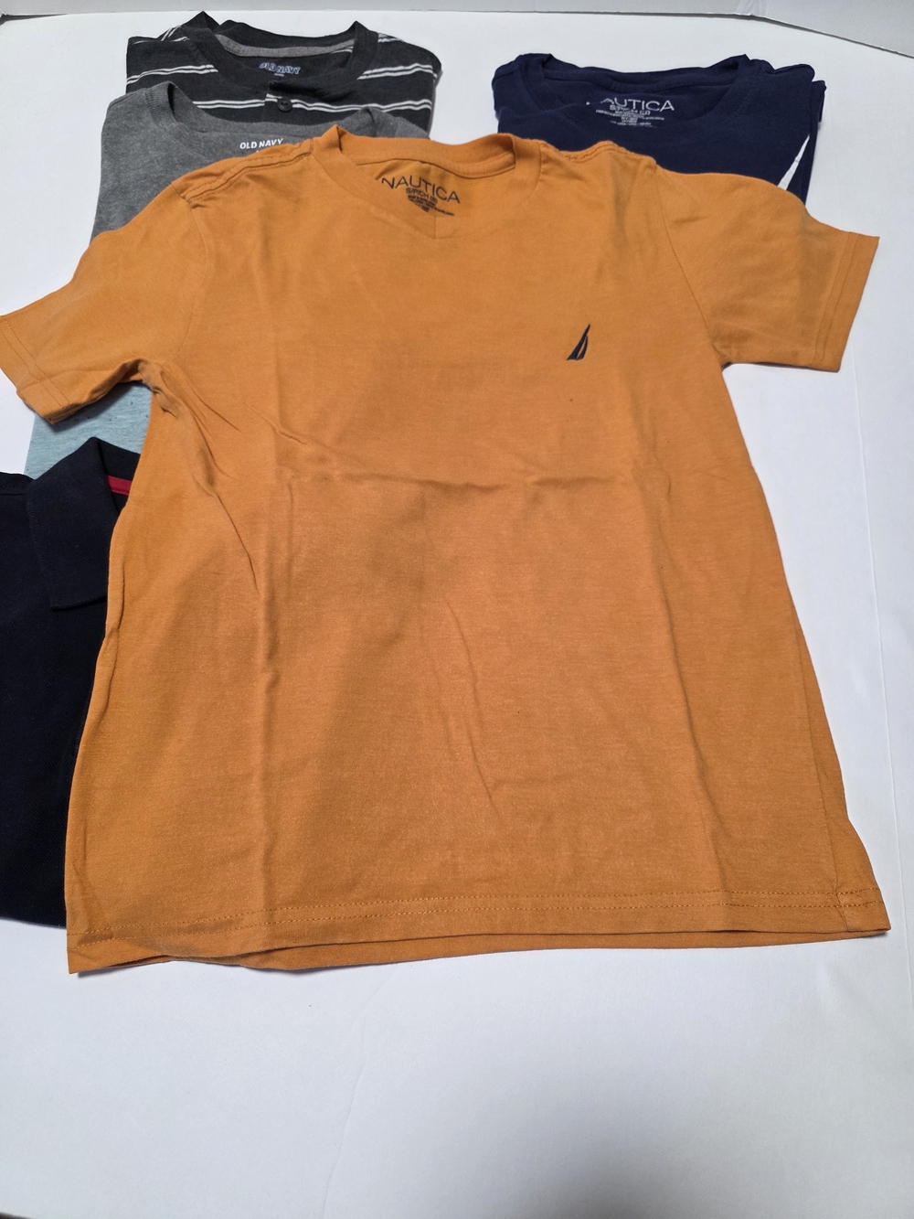 Boys' Size 8 Navy Polo & Graphic Tee Set - Navy, Gray, Red, Orange, Light Blue - Picture 6 of 16